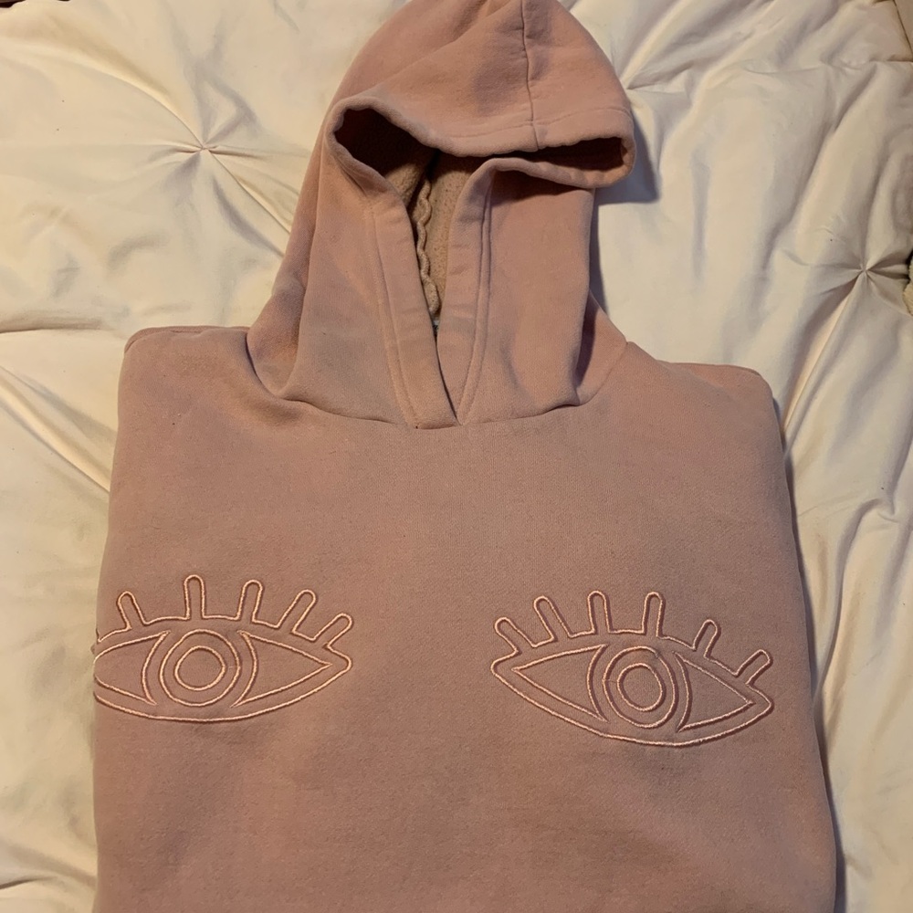 Women's Pale Pink Hoodie with Eye Design